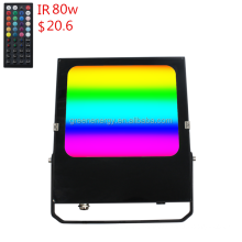 2021 New economic price IR 44 key remote RGB Flood Light 80W 4800lm RGBw Garden landscape party tree Decoration floodlight 100w